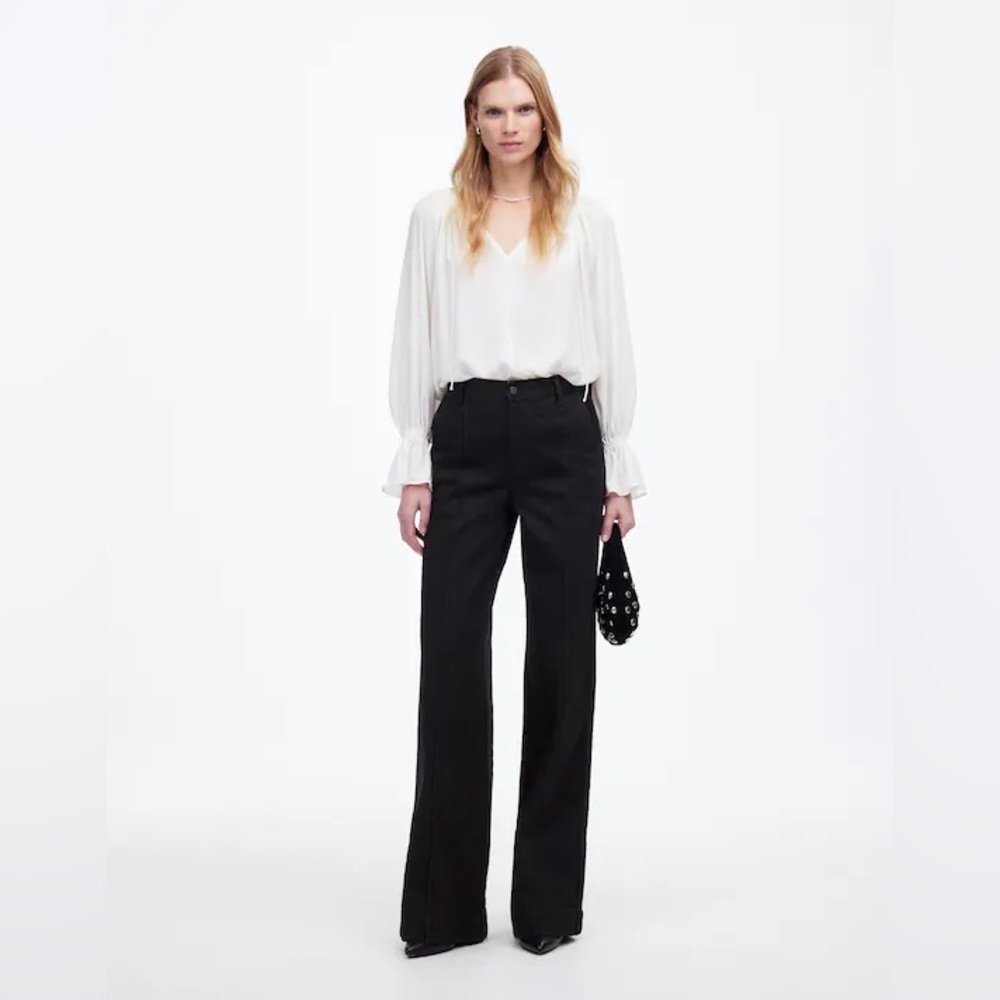 Madewell Superwide-leg Trouser Jeans Black Ridge Wash Ridgid Size 32